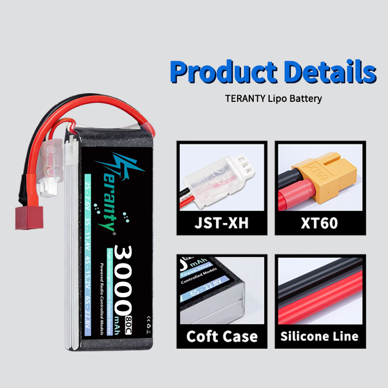 TERANTY 2S 3000mAh Lipo Batter - Drone Battery Connector recension och pris
