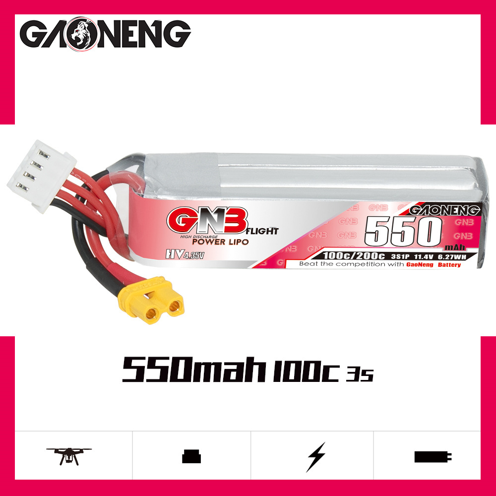 GNB HV 11.4V 550mAh 100C/200C  - Drone Battery Plate recension och pris