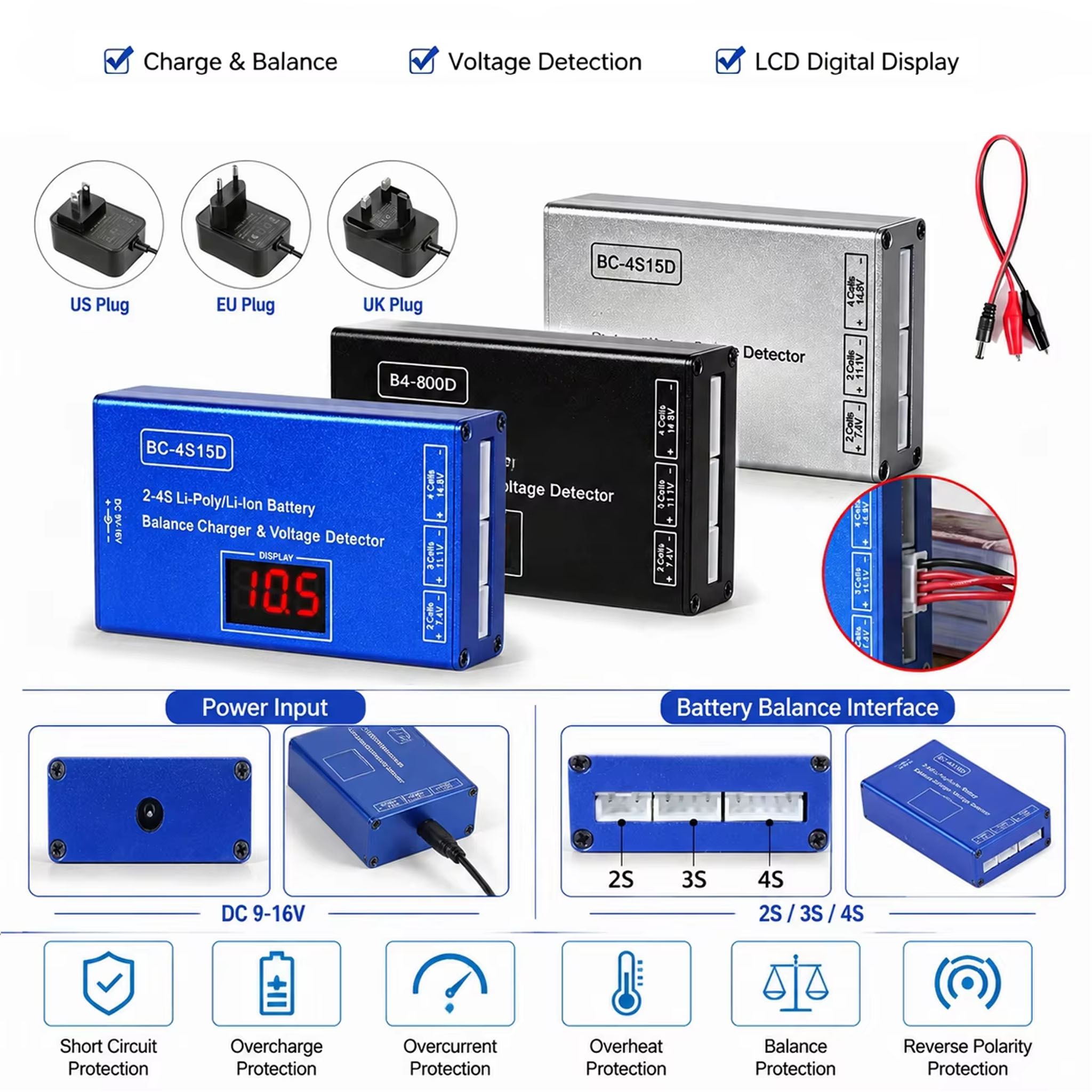 BC-4S15D 2-4S Lithium Balance  - Drone Battery Voltage Checker recension och pris