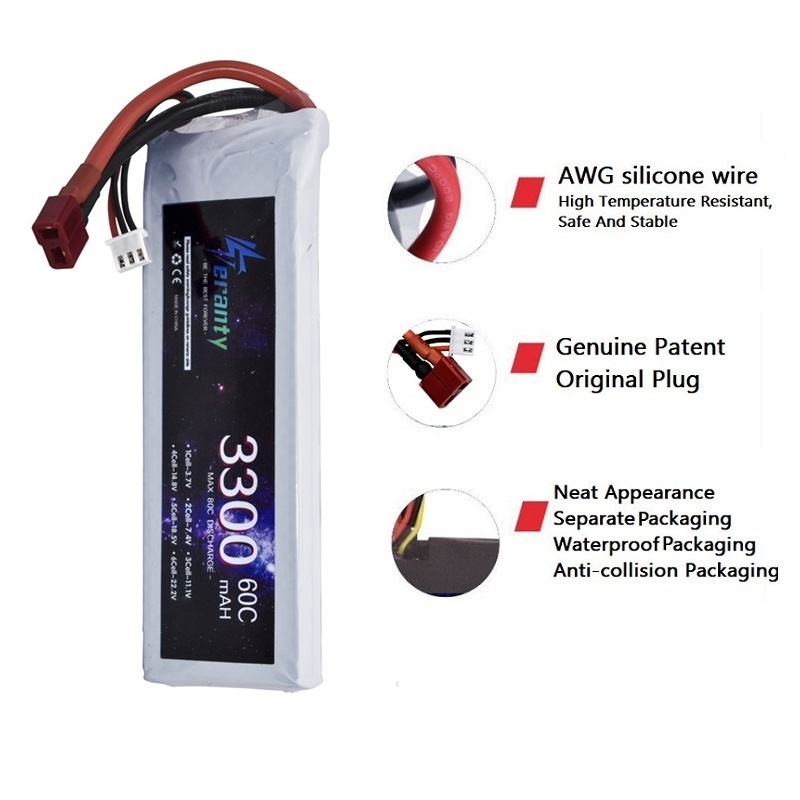 2S 7.4V LiPo Battery 3300mAh 6 - Drone Battery Connector recension och pris